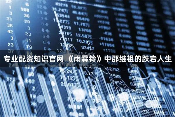 专业配资知识官网 《雨霖铃》中邵继祖的跌宕人生